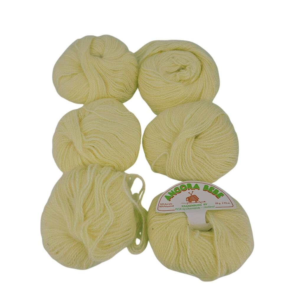 Lot 6 Vintage Kranenburg BV Angora Bebe yarn butter yellow DISCONTINUED 25g each
